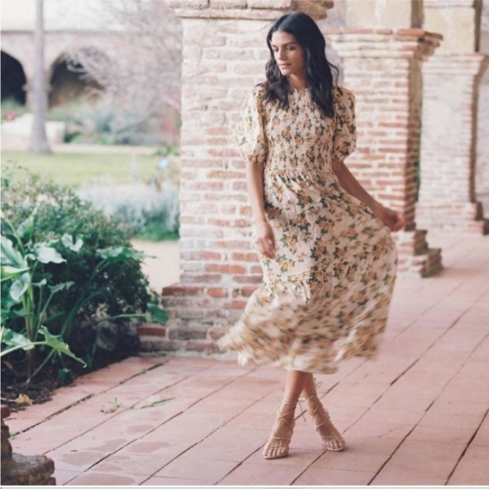 Cream Puff Sleeve Maxi Sundress for Wedding Guests